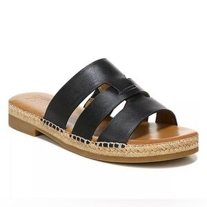 Naturalizer Black Leather Arden Slide Sandals, 6.5